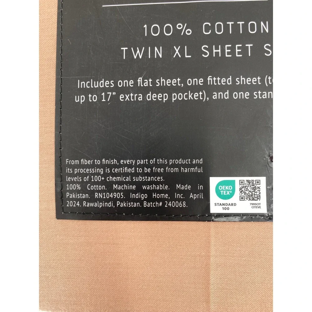 Max Studio Home Sheet Set Twin XL Clay Pink 100% Cotton 3pc Deep Pocket Soft